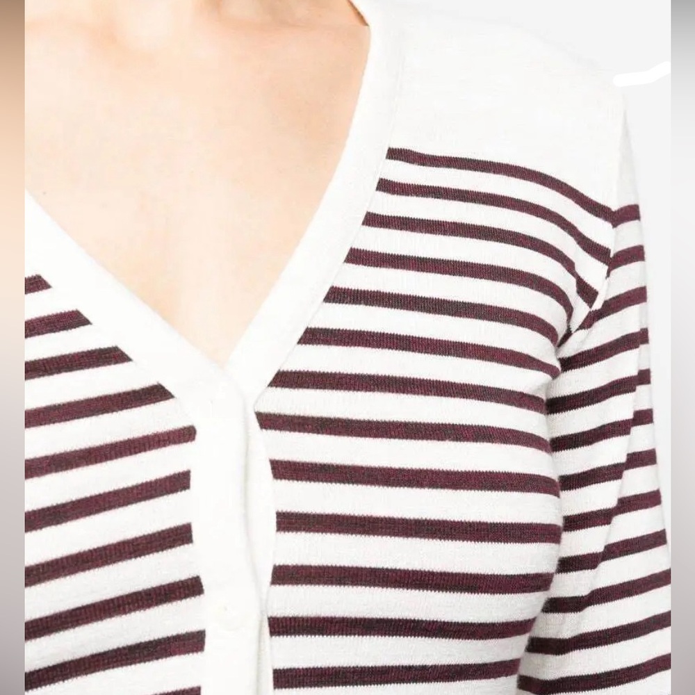 NWT rag & bone beige multi knit breton stripe slim cardigan L - Picture 6 of 16